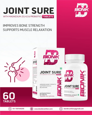 Bionik Nutrition Joint Sure | Bone & Joint Support Supplement with Calcium, D3, K2 & Probiotics | 60 Tablets - BIONIK NUTRITION