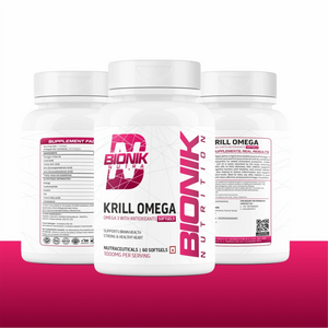 Bionik Nutrition Krill Omega | Antarctic Krill Oil with Astaxanthin | EPA & DHA for Heart, Brain & Joint Support | 60 Softgels - BIONIK NUTRITION