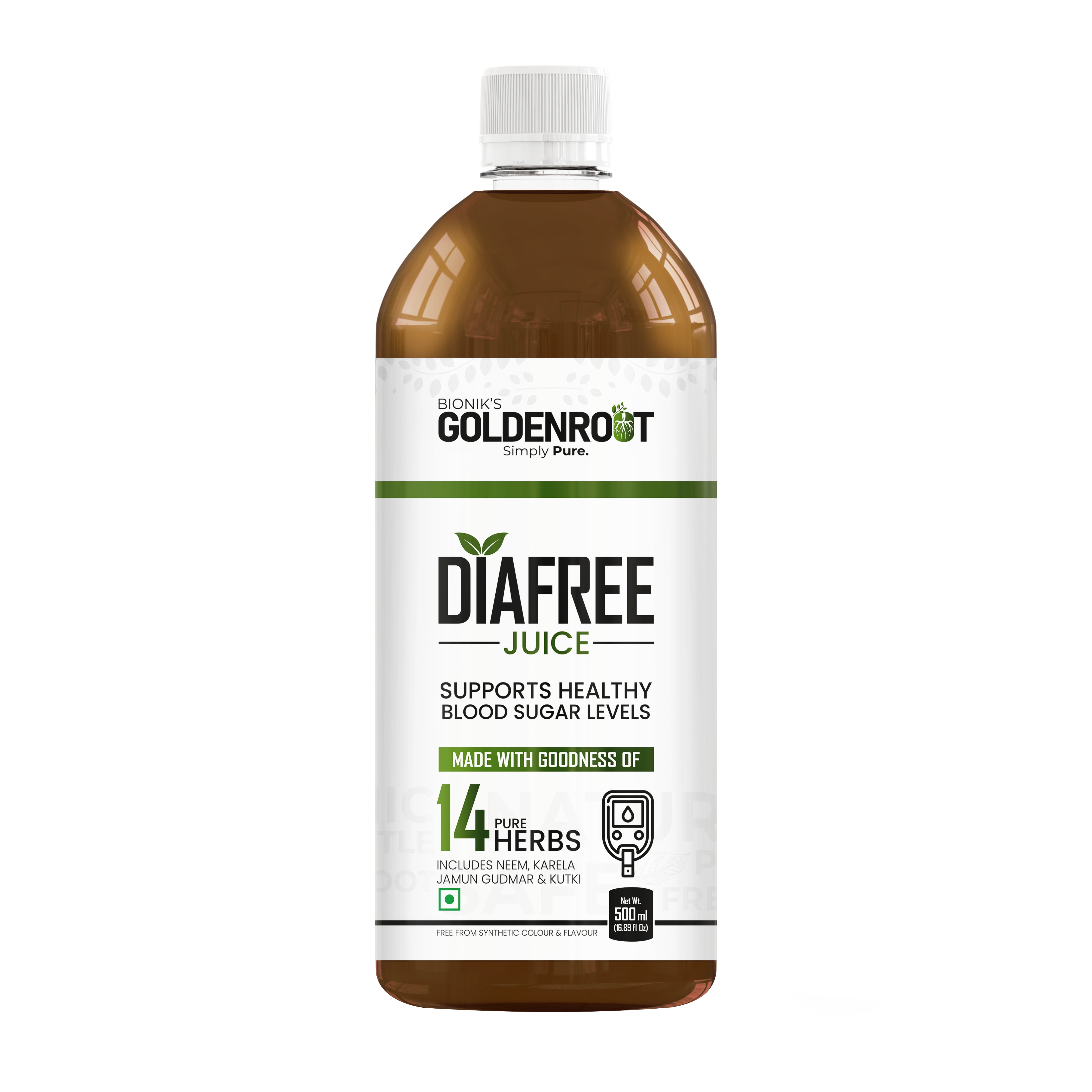 DiaFree Sugar Control Juice by Bionik GoldenRoot | With Neem, Karela, Amla, Giloy & 12 Ayurvedic Herbs | Helps Maintain Blood Sugar Levels Naturally | 500 ml