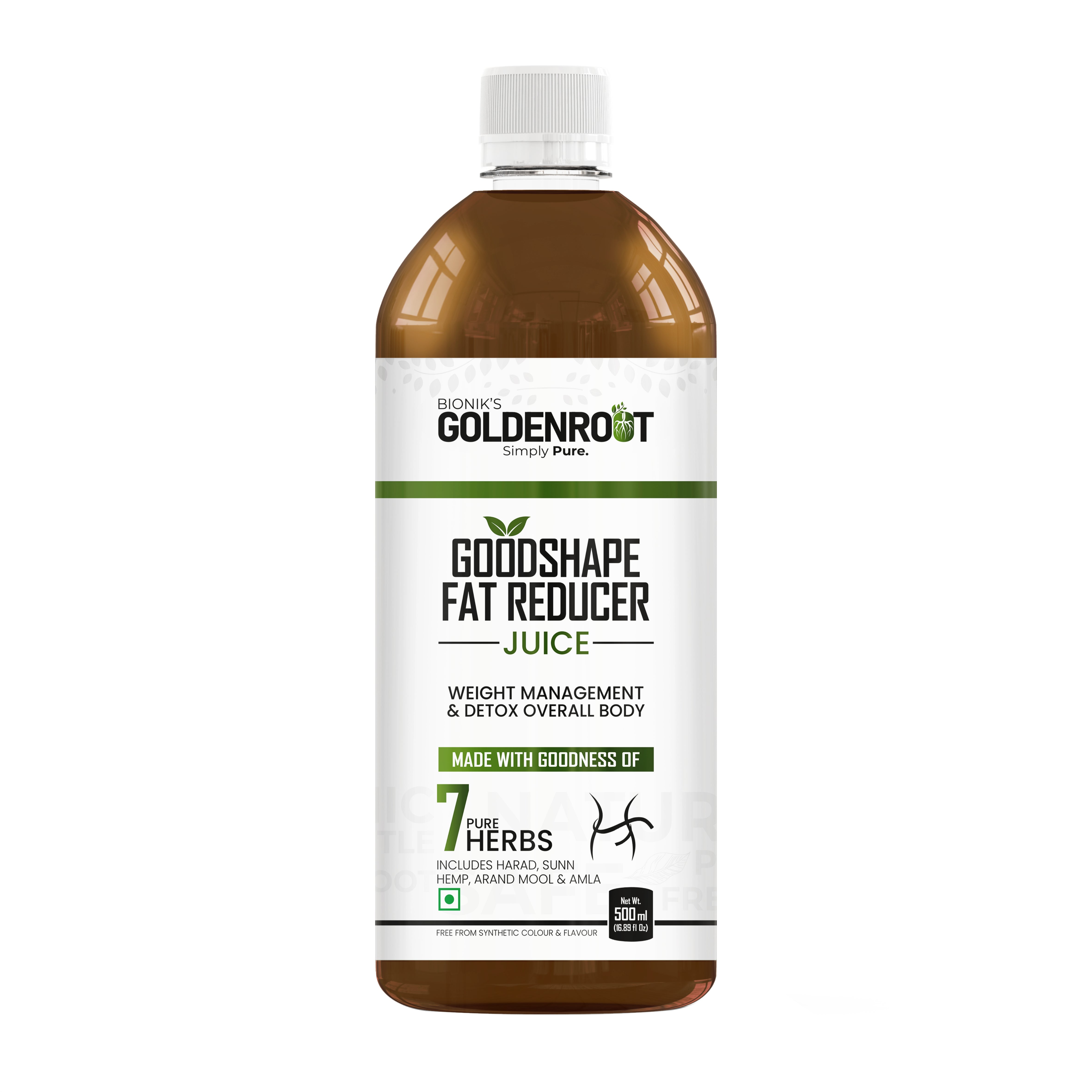 GoodShape Fat Reducer Juice by Bionik GoldenRoot | Natural Weight Management with Arand Mool, Baheda, Harad, Stevia & Amla | Supports Fat Burning & Metabolic Health