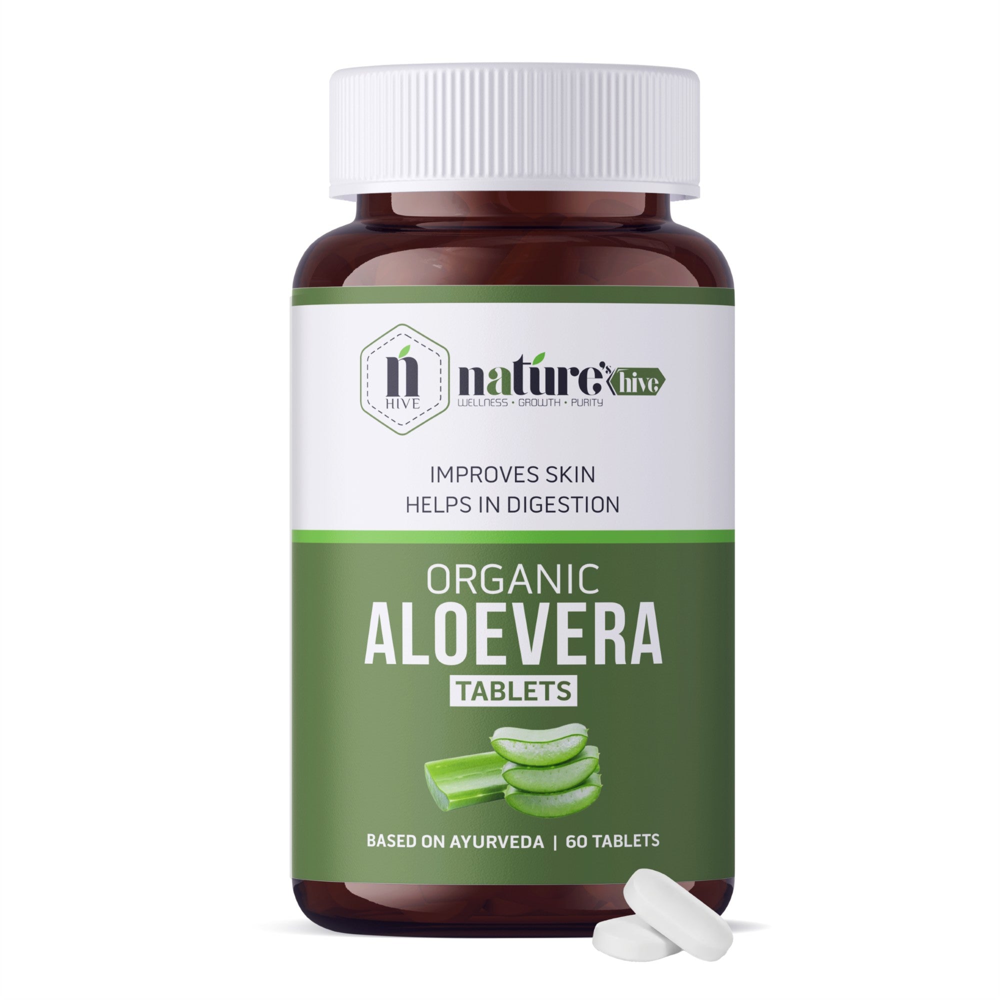 Nature's Hive Aloe Vera Tablets | Digestive Detox & Gut Health Support | Herbal Aloe Extract | 60 Tablets