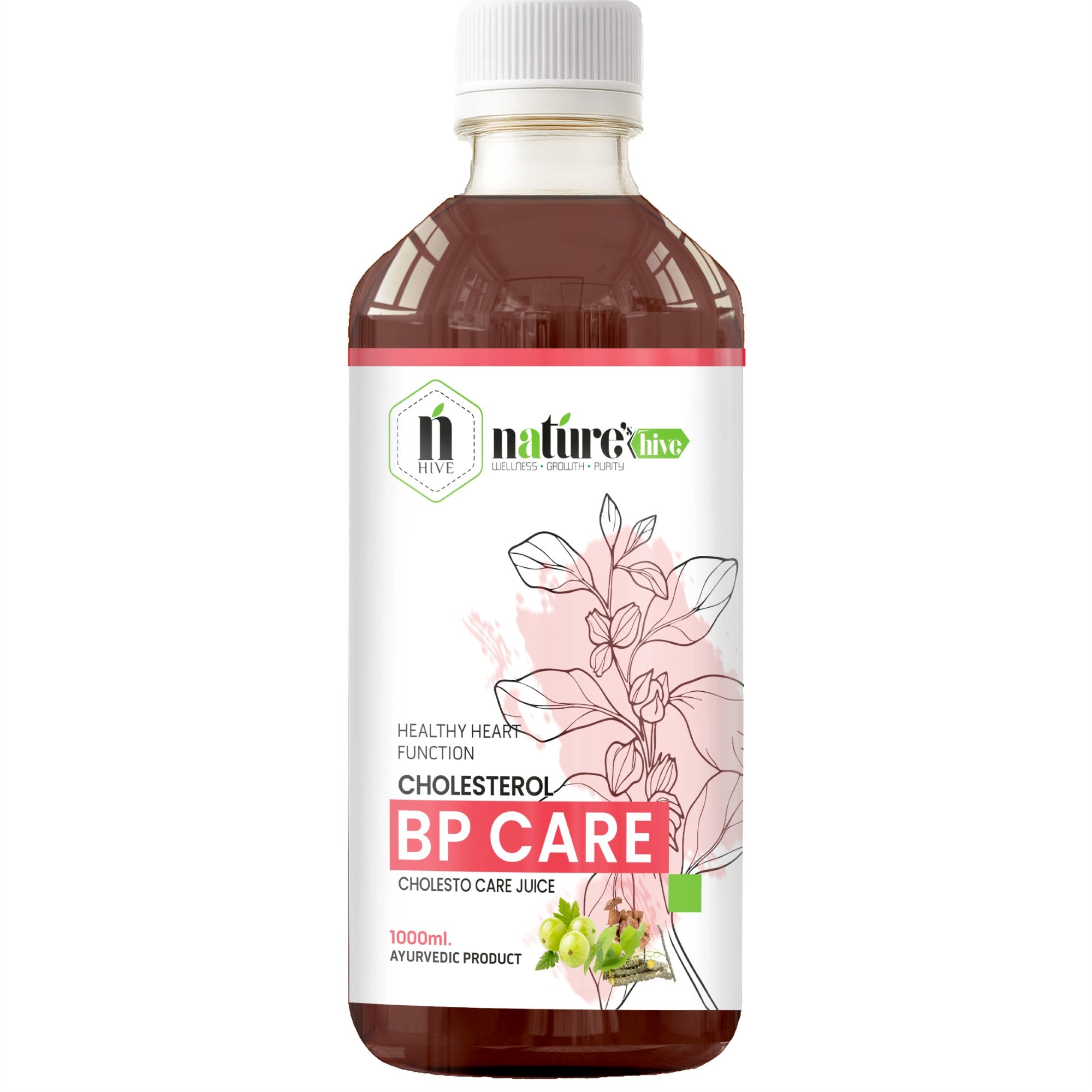 Nature's Hive BP Care Juice | Herbal Heart Health & Blood Pressure Support | Ayurvedic Cardiovascular Wellness Juice | 1 L