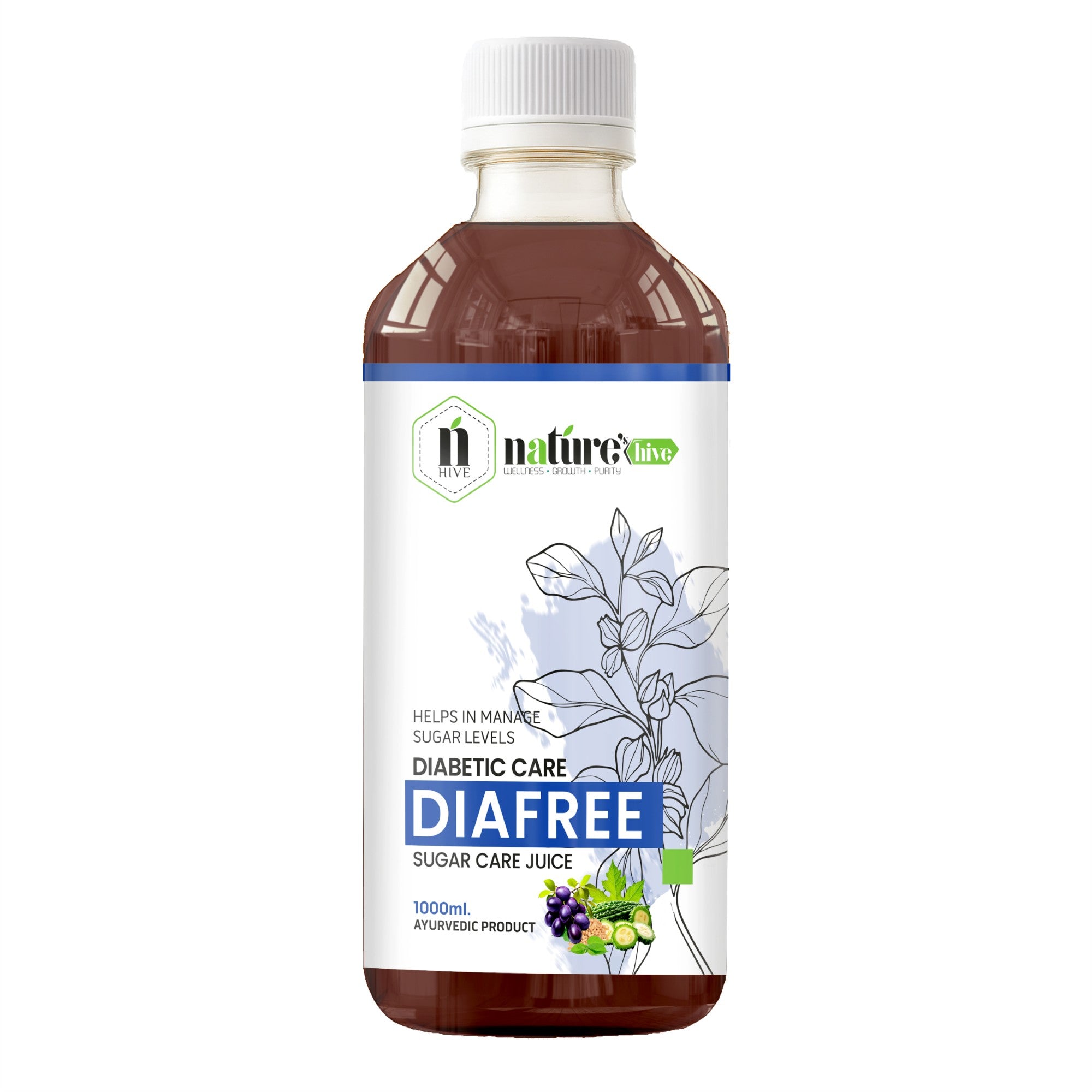 Nature's Hive Diafree Juice | Herbal Blood Sugar Balance & Diabetic Wellness Support | Ayurvedic Sugar Care Juice | 1 L