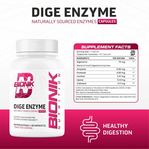 Bionik Nutrition Dige Enzyme | Advanced Digestive Enzyme Supplement for Nutrient Absorption | 60 Tablets - BIONIK NUTRITION