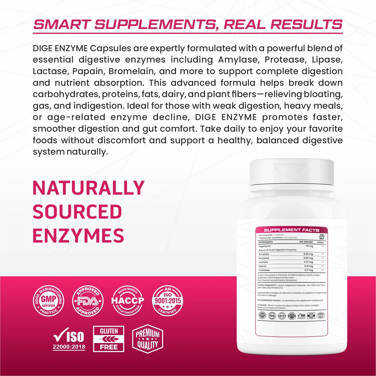 Bionik Nutrition Dige Enzyme | Advanced Digestive Enzyme Supplement for Nutrient Absorption | 60 Tablets - BIONIK NUTRITION