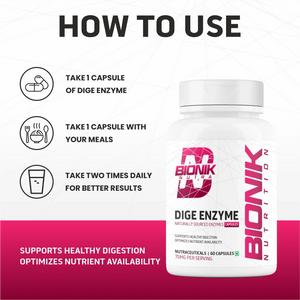 Bionik Nutrition Dige Enzyme | Advanced Digestive Enzyme Supplement for Nutrient Absorption | 60 Tablets - BIONIK NUTRITION