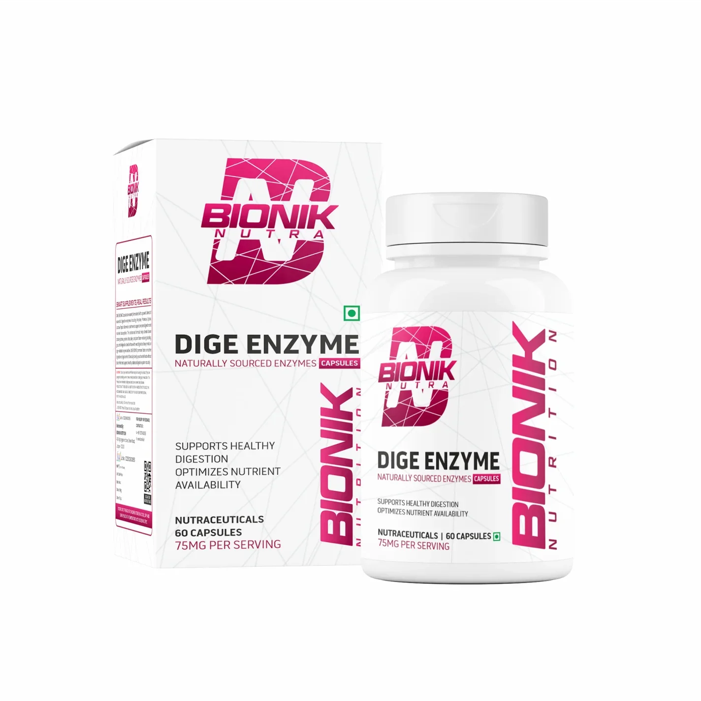 Bionik Nutrition Dige Enzyme | Advanced Digestive Enzyme Supplement for Nutrient Absorption | 60 Tablets - BIONIK NUTRITION