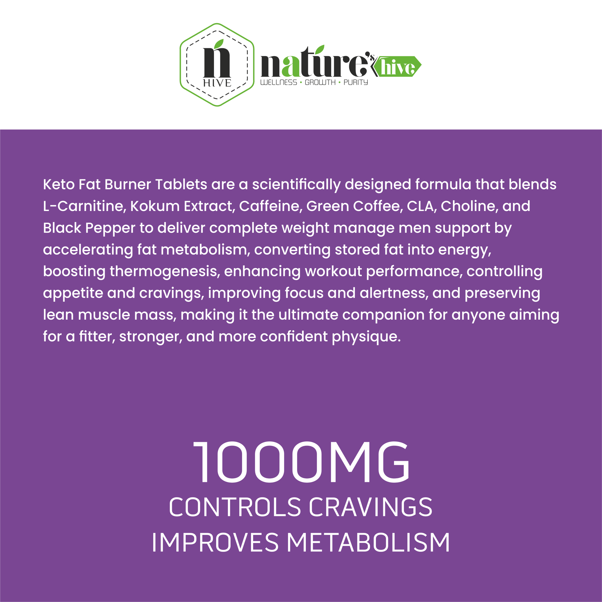 Nature's Hive Fat Burner Tablets | Metabolism Boost & Weight Loss Support | Herbal Thermogenic Formula | 60 Tablets