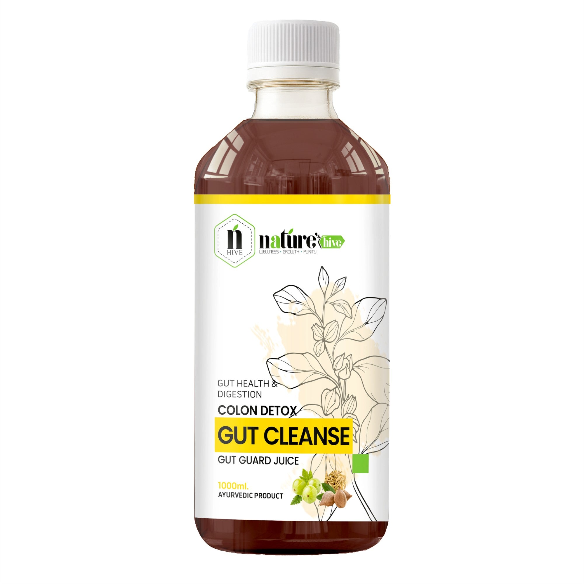 Nature's Hive Gut Cleanse Juice | Colon Detox & Digestive Health Support | Herbal Gut Detox Formula | 1 L