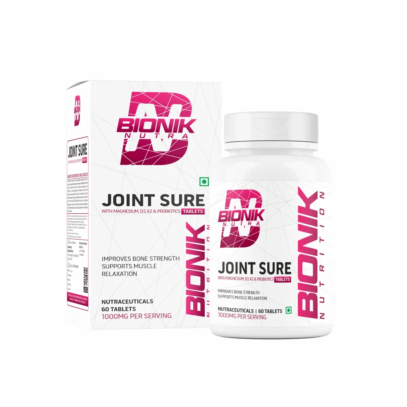 Bionik Nutrition Joint Sure | Bone & Joint Support Supplement with Calcium, D3, K2 & Probiotics | 60 Tablets - BIONIK NUTRITION