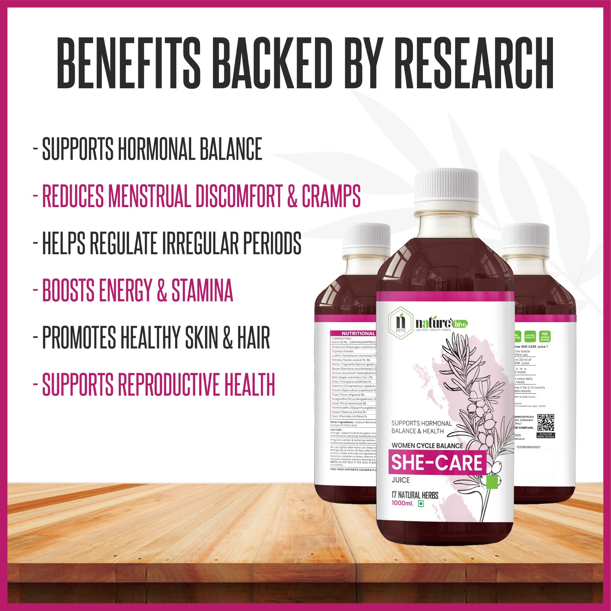 Nature's Hive She Care Juice | Women's Health & Hormonal Balance Support | Ayurvedic Female Wellness Juice | 1 L