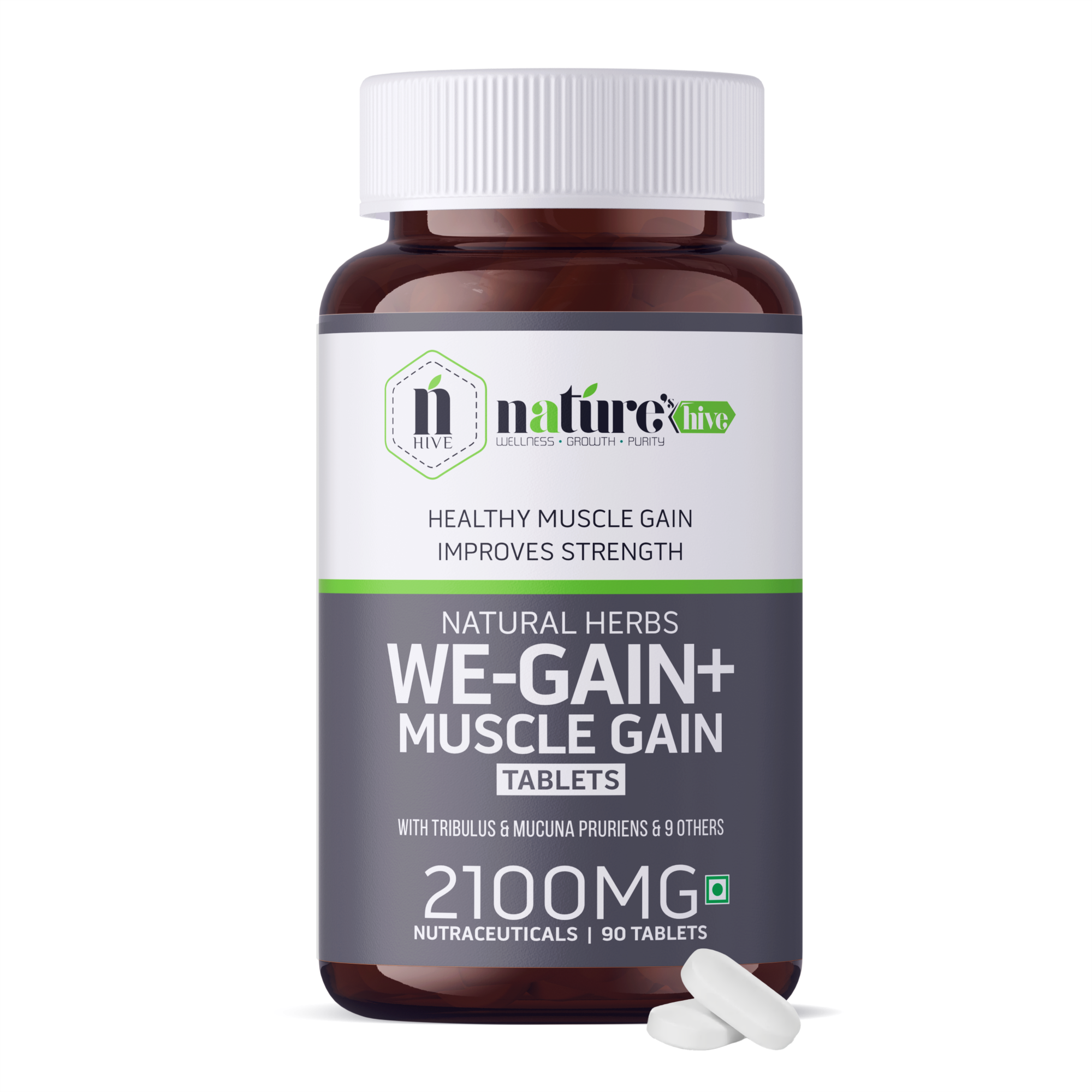 Nature's Hive We-Gain Tablets | Herbal Weight Gain & Strength Support | Healthy Body Mass Formula | 60 Tablets