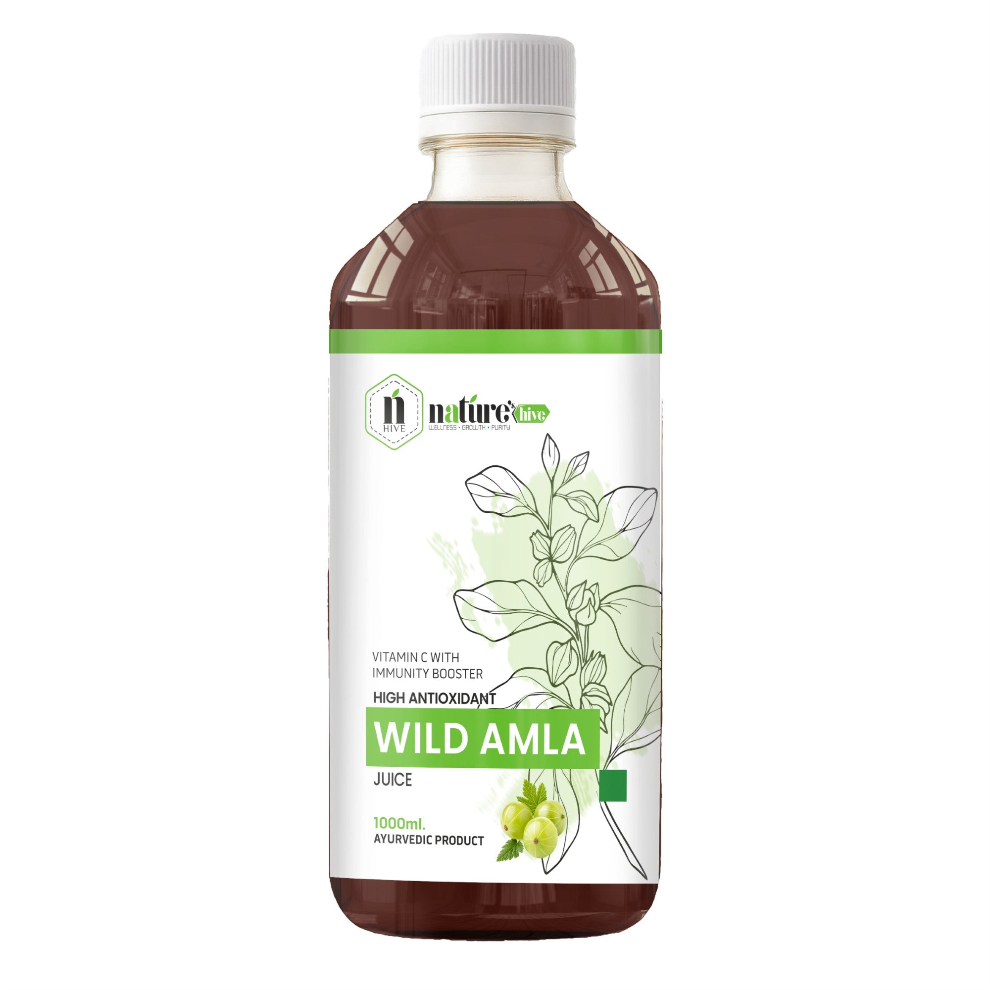 Nature's Hive Wild Amla Juice | Vitamin C Rich Immunity Booster | Antioxidant Indian Gooseberry Juice | 1 L